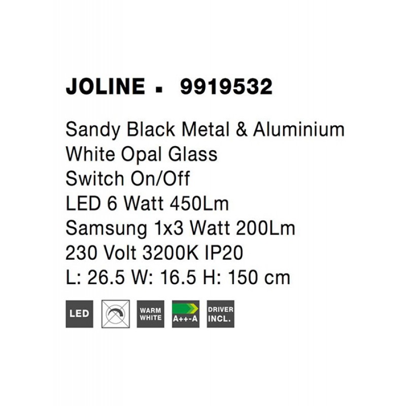 Торшер - Nova Luce 9919532 Joline, 6 Вт, 450 лм, 3200K
