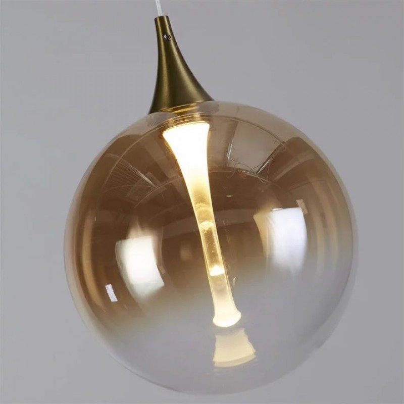 Підвісний світильник Searchlight 76410-3BK Alchemy 3Lt LED Bar Pendant Lamp, Black metal and Amber Glas, 12 Вт, 831 лм, 3000К
