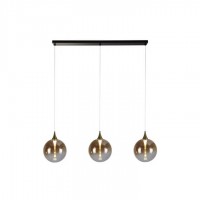 Підвісний світильник Searchlight 76410-3BK Alchemy 3Lt LED Bar Pendant Lamp, Black metal and Amber Glas, 12 Вт, 831 лм, 3000К