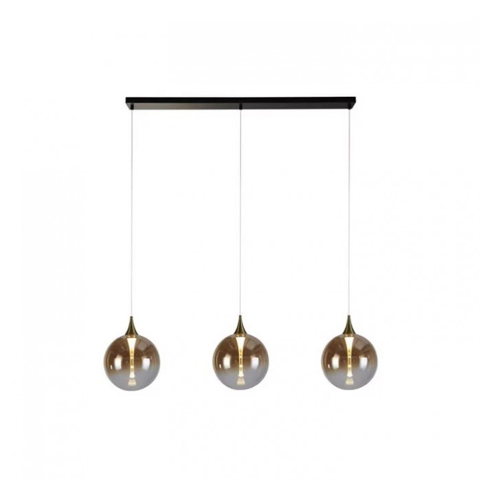 Подвесной светильник Searchlight 76410-3BK Alchemy 3Lt LED Bar Pendant Lamp, Black Metal и Amber Glas, 12 Вт, 831 лм, 3000К