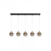 Подвесной светильник Searchlight 76410-5BK Alchemy 5Lt LED Bar Pendant Lamp, Black Metal and Amber Glas, 19 Вт, 1444 лм, 3000К