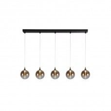 Підвісний світильник Searchlight 76410-5BK Alchemy 5Lt LED Bar Pendant Lamp, Black metal and Amber Glas, 19 Вт, 1444 лм, 3000К