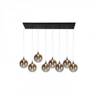 Підвісний світильник Searchlight 76410-8BK Alchemy 8Lt LED Bar Pendant Lamp, Black metal and Amber Glas, 30 Вт, 2473 лм, 3000К