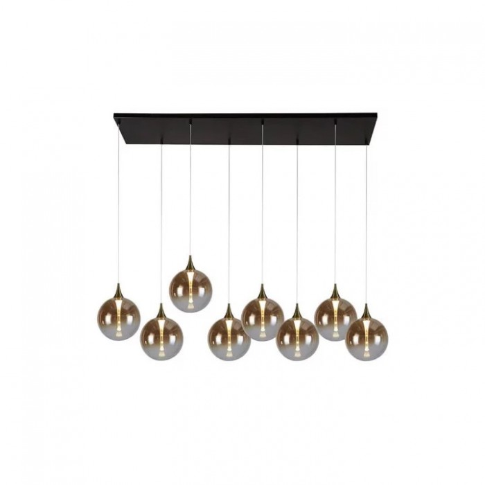 Підвісний світильник Searchlight 76410-8BK Alchemy 8Lt LED Bar Pendant Lamp, Black metal and Amber Glas, 30 Вт, 2473 лм, 3000К