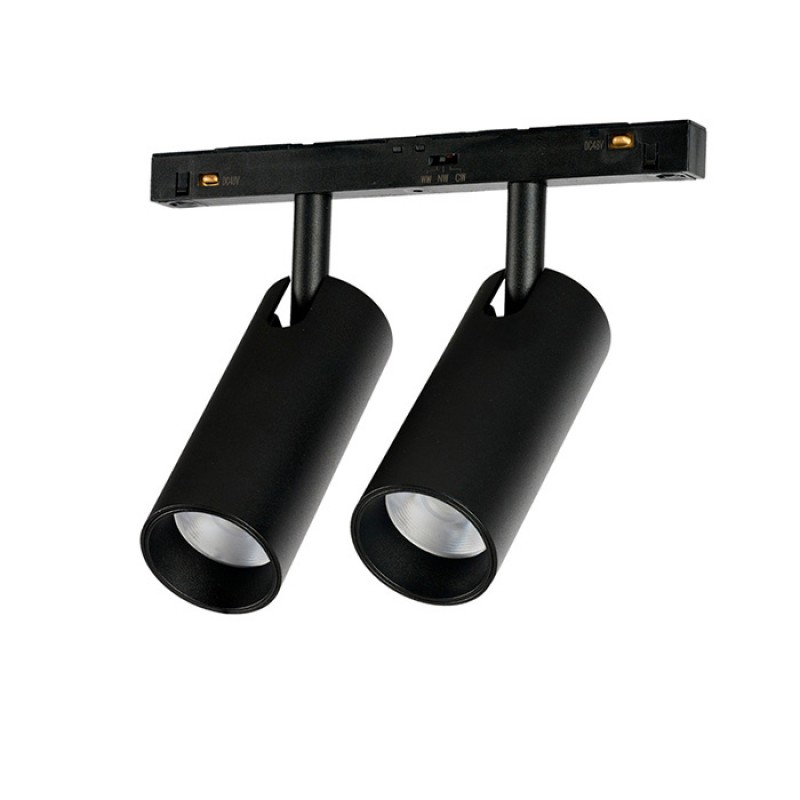 Магнитный трековый светильник Azzardo AZ6253 ALFA NIKO 2 TRACK MAGNETIC 2LINE 2X12W CCT SWITCH DIM BK, 12 Вт, 3000K/4000K/6000K