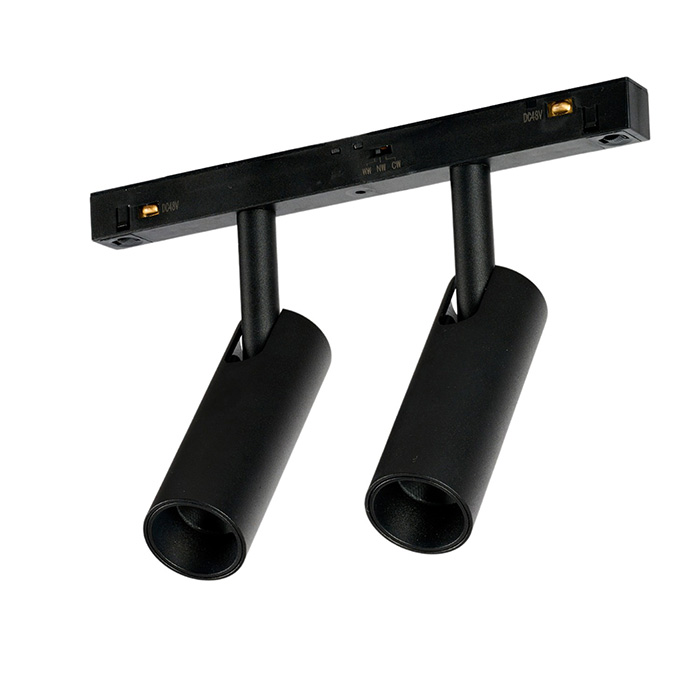 Магнітний трековий світильник Azzardo AZ6252 ALFA NIKO 2 TRACK MAGNETIC 2LINE 2X7W CCT SWITCH DIM BK, 7 Вт, 3000K/4000K/6000K