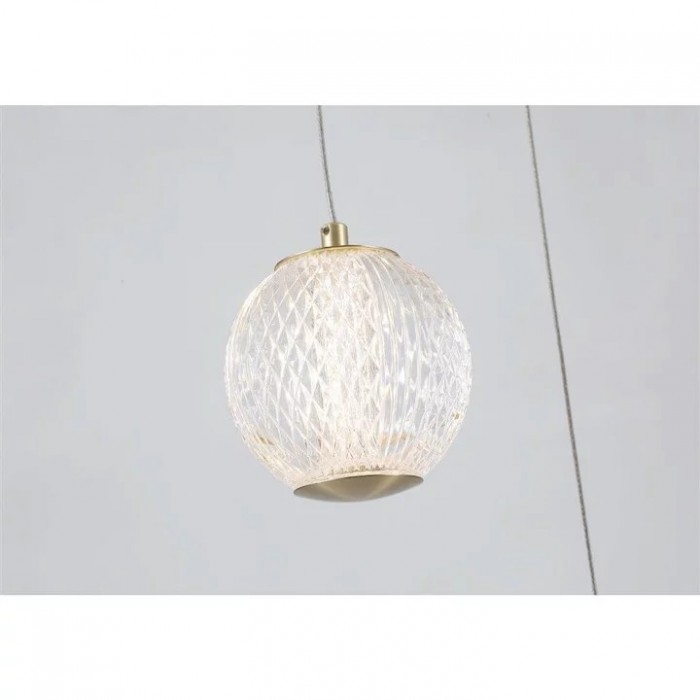Подвесной светильник Searchlight 51481-5SB Allure 5Lt Multi-Drop Pendant - Satin Brass & Clear Acrylic, 21 Вт, 1445 лм, 3000К