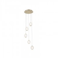 Підвісний світильник Searchlight 51481-5SB Allure 5Lt Multi-Drop Pendant - Satin Brass & Clear Acrylic, 21 Вт, 1445 лм, 3000К