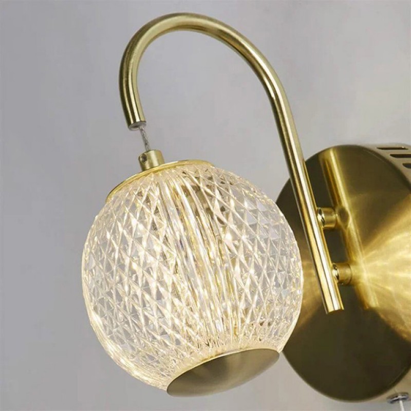 Бра - Searchlight 51481SB Allure Wall Light - Satin Brass Metal & Clear Acrylic, 5 Вт, 430 лм, 3000К