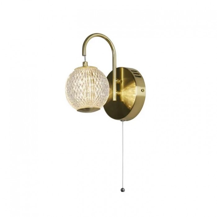 Бра - Searchlight 51481SB Allure Wall Light - Satin Brass Metal & Clear Acrylic, 5 Вт, 430 лм, 3000К