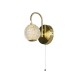 Бра - Searchlight 51481SB Allure Wall Light - Satin Brass Metal & Clear Acrylic, 5 Вт, 430 лм, 3000К
