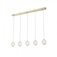 Подвесной светильник Searchlight 51485-5SB Allure 5Lt Bar Pendant - Satin Brass Metal & Clear Acrylic, 21.02 Вт, 1445 лм, 3000К