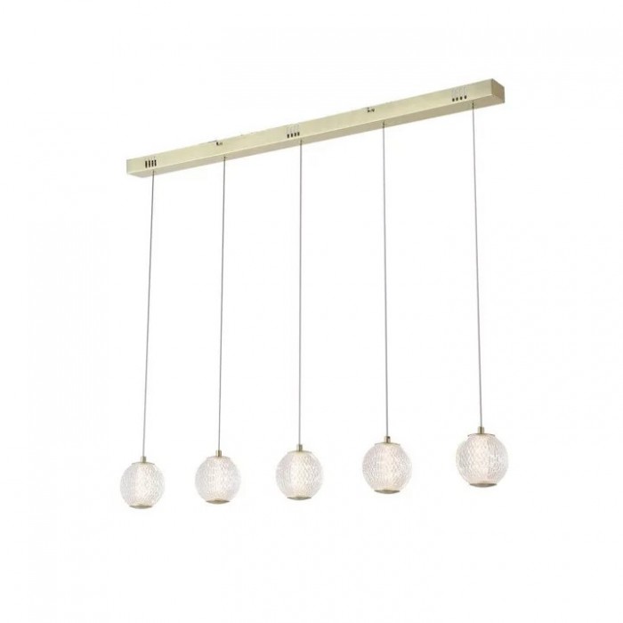 Подвесной светильник Searchlight 51485-5SB Allure 5Lt Bar Pendant - Satin Brass Metal & Clear Acrylic, 21.02 Вт, 1445 лм, 3000К