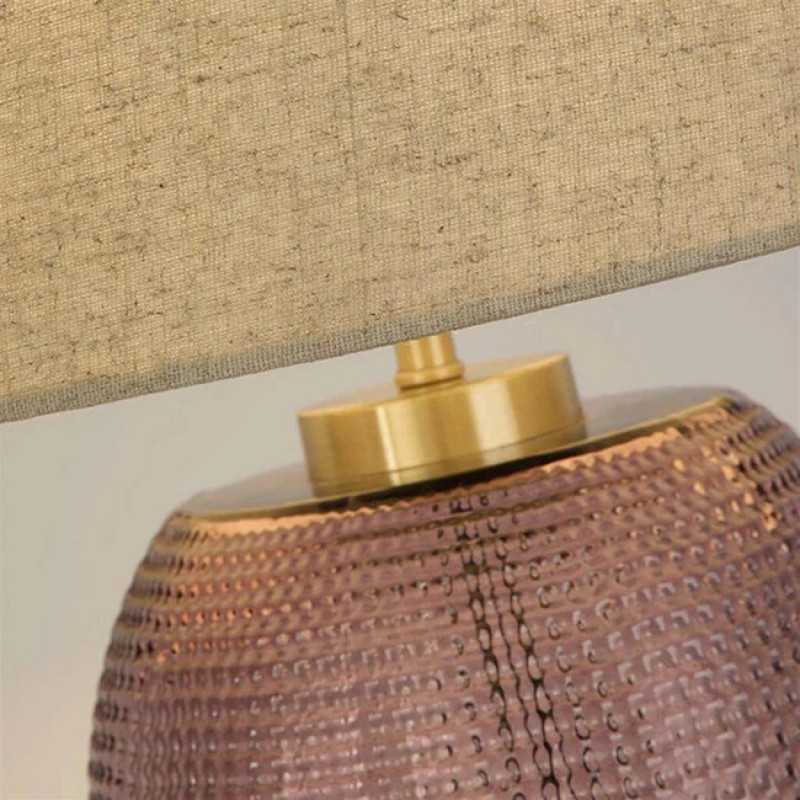 Настільна лампа Searchlight EU44652PI Amethyst 1Lt Table Lamp, Pink Glass with Natural Linen Shade