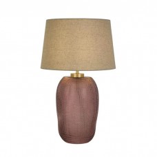 Настільна лампа Searchlight EU44652PI Amethyst 1Lt Table Lamp, Pink Glass with Natural Linen Shade