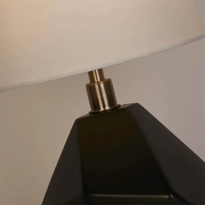 Настільна лампа Searchlight EU88250BK Apex 1Lt Table Lamp, Antique Brass Metal Black Resin, White