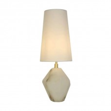 Настільна лампа Searchlight EU88250WH Apex 1Lt Table Lamp, Satin Brass Metal White Resin, White Sh