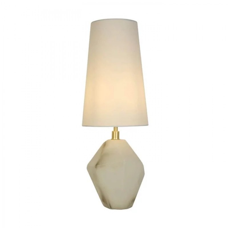Настільна лампа Searchlight EU88250WH Apex 1Lt Table Lamp, Satin Brass Metal White Resin, White Sh
