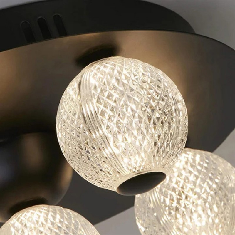 Люстра - Searchlight 20923BK Asteroid LED Flush, Black Metal with Clear Acrylic Balls, 21 Вт, 1424 лм, 3000К