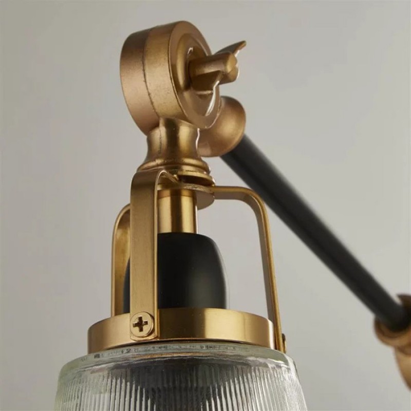 Настільна лампа Searchlight EU60020BK Berwick Table Lamp - Black Brass with Clear Ribbed Glass