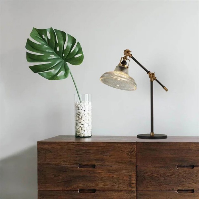 Настільна лампа Searchlight EU60020BK Berwick Table Lamp - Black Brass with Clear Ribbed Glass