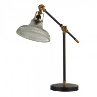 Настільна лампа Searchlight EU60020BK Berwick Table Lamp - Black Brass with Clear Ribbed Glass