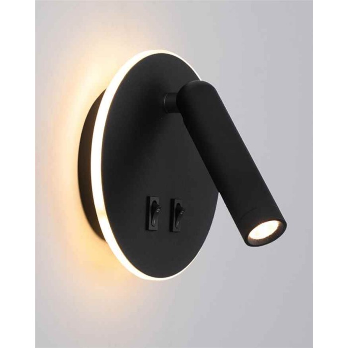 Бра, настенный светильник Italux WL-53742-1-BK Furla LED 1x8W 3000K 516Lm IP20 черный