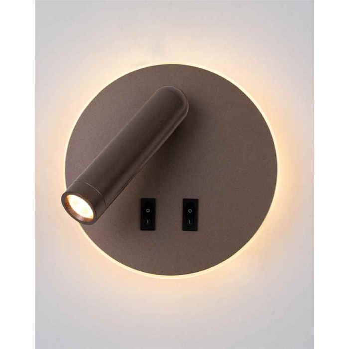 Бра, настенный светильник Italux WL-53742-1-CF Furla LED 1x8W 3000K 516Lm IP20 коричневый