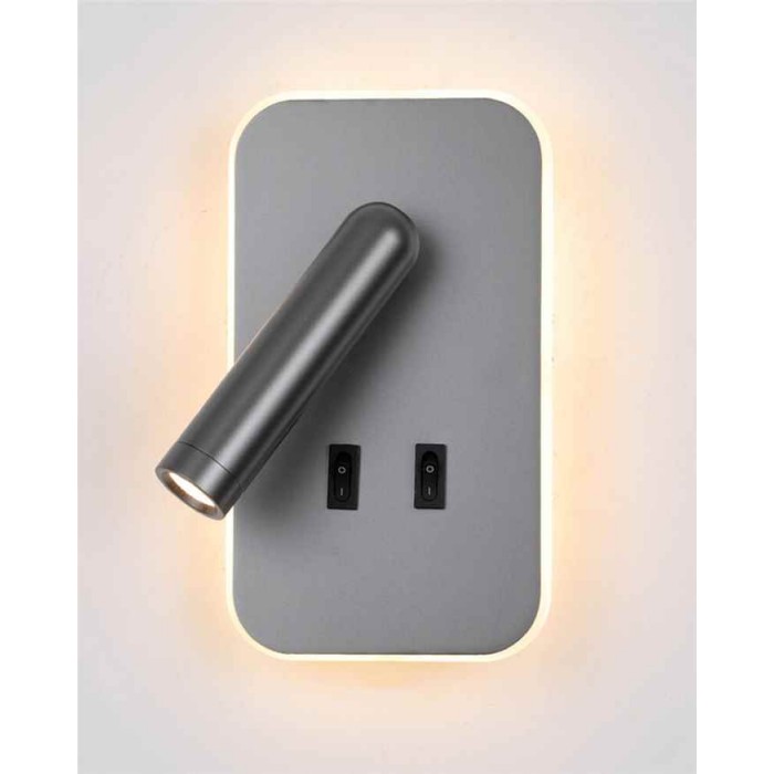 Бра, настенный светильник Italux WL-83957-1-GR Doria LED 1x8W 3000K 559Lm IP20 серый