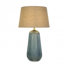 Настільна лампа Searchlight EU44652AZ Cameo 1Lt Table Lamp, Blue Glass with Natural Linen Shade