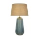 Настільна лампа Searchlight EU44652AZ Cameo 1Lt Table Lamp, Blue Glass with Natural Linen Shade