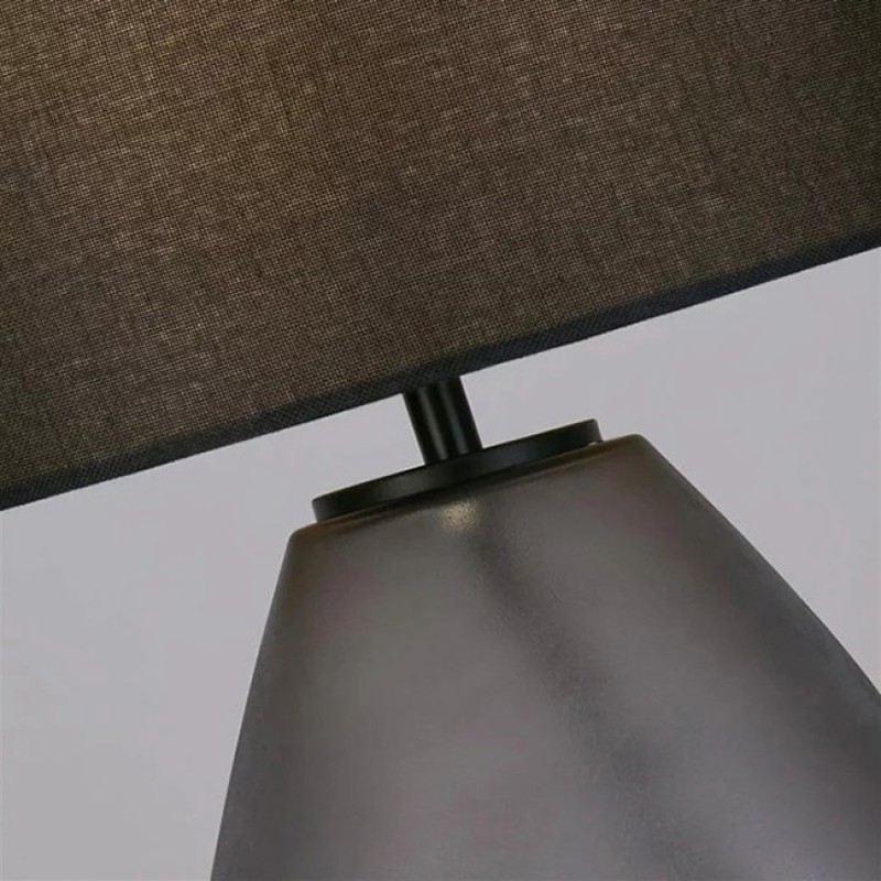 Настільна лампа Searchlight EU65420BK Devon 1Lt Table Lamp, Black Punched Glass with Black Linen