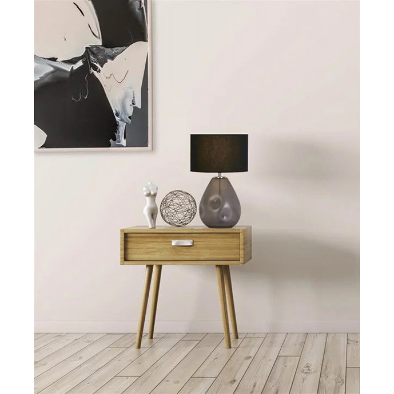 Настільна лампа Searchlight EU65420BK Devon 1Lt Table Lamp, Black Punched Glass with Black Linen