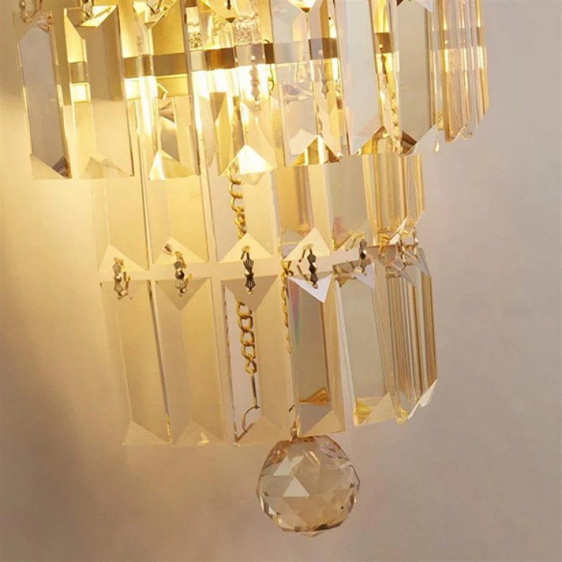 Бра - Searchlight 61321-2SB Empire 2LT Wall Light, Satin Brass Metal & Champagne Crystal