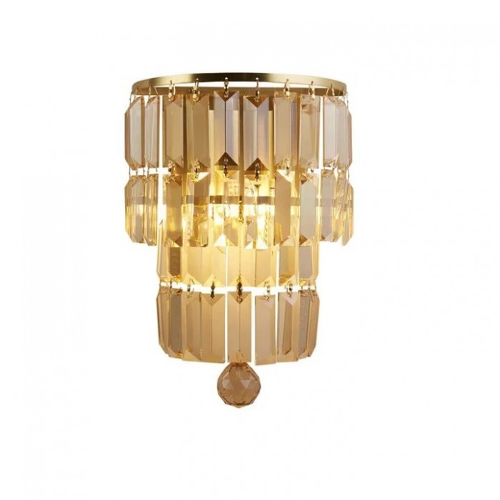Бра Searchlight 61321-2SB Empire 2LT Wall Light, Satin Brass Metal & Champagne Crystal
