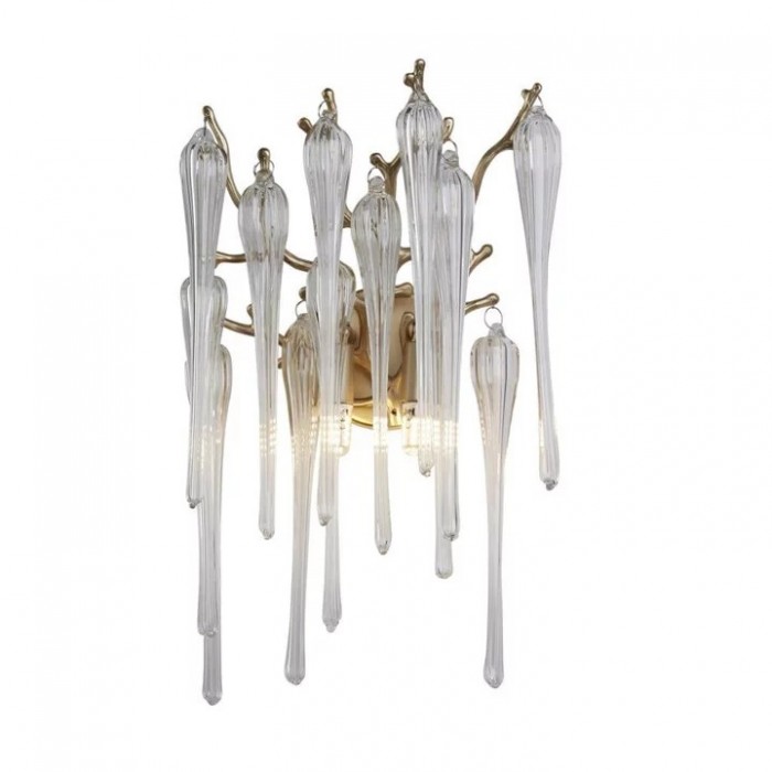 Бра Searchlight 10425-2GO Heritage 2Lt Wall Light, Gold Metal and Clear Glass Drops