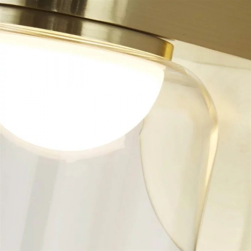 Бра - Searchlight 23083-1SB Highball LED Wall Light, Satin Brass & Clear Glass IP44, 6 Вт, 546 лм, 3000К