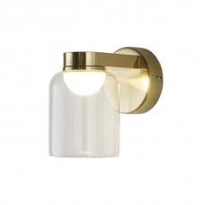 Бра - Searchlight 23083-1SB Highball LED Wall Light, Satin Brass & Clear Glass IP44, 6 Вт, 546 лм, 3000К