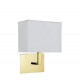 Бра - Searchlight 5519SB Hotel Wall Light - Satin Brass Metal & White Fabric Shade