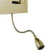 Бра - Searchlight 6519SB Hotel Wall Light- Satin Brass Metal & White Fabric Shade