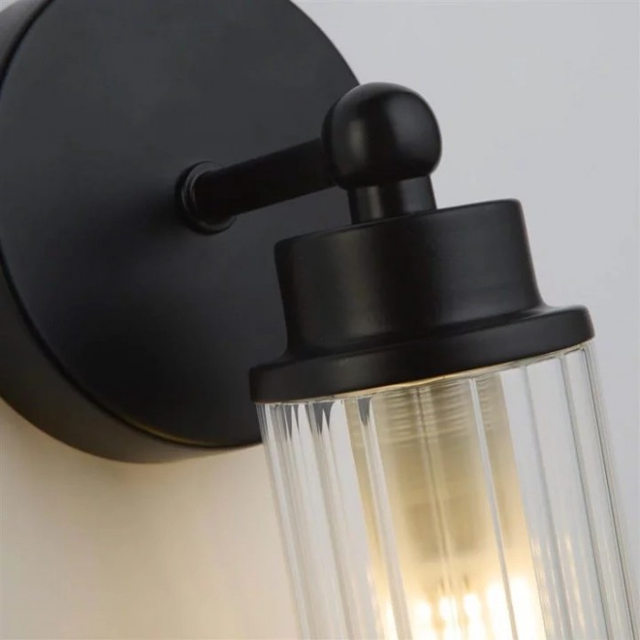 Бра Searchlight 29981BK Imperial 1Lt Wall Light, Matt Black Metal & Clear Ribbed Gla Бра Searchlight 29981BK Imperial 1Lt Wall Light, Matt Black Metal & Clear Ribbed Gla