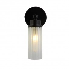 Бра - Searchlight 29981BK Imperial 1Lt Wall Light, Matt Black Metal & Clear Ribbed Gla