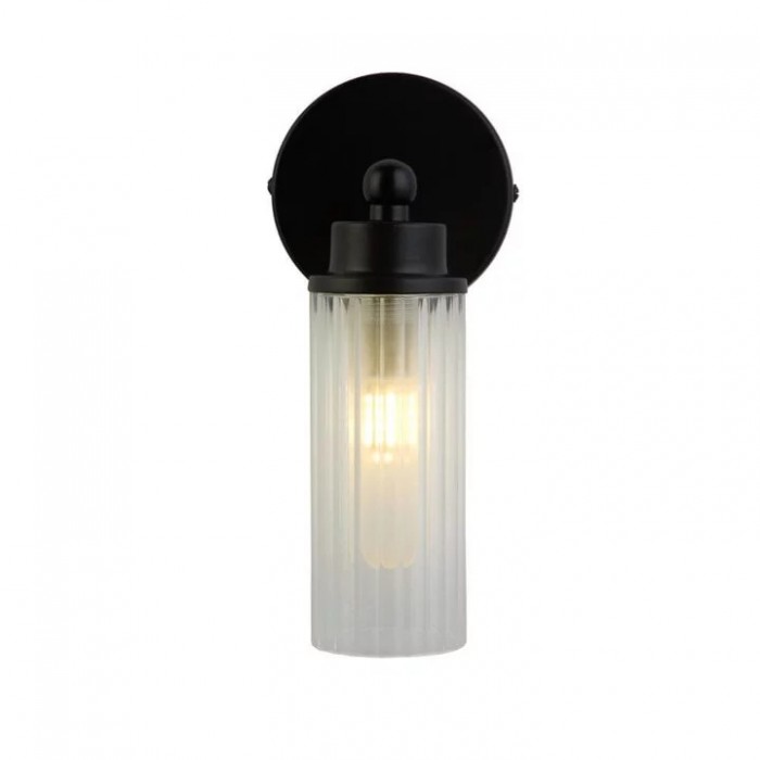 Бра Searchlight 29981BK Imperial 1Lt Wall Light, Matt Black Metal & Clear Ribbed Gla