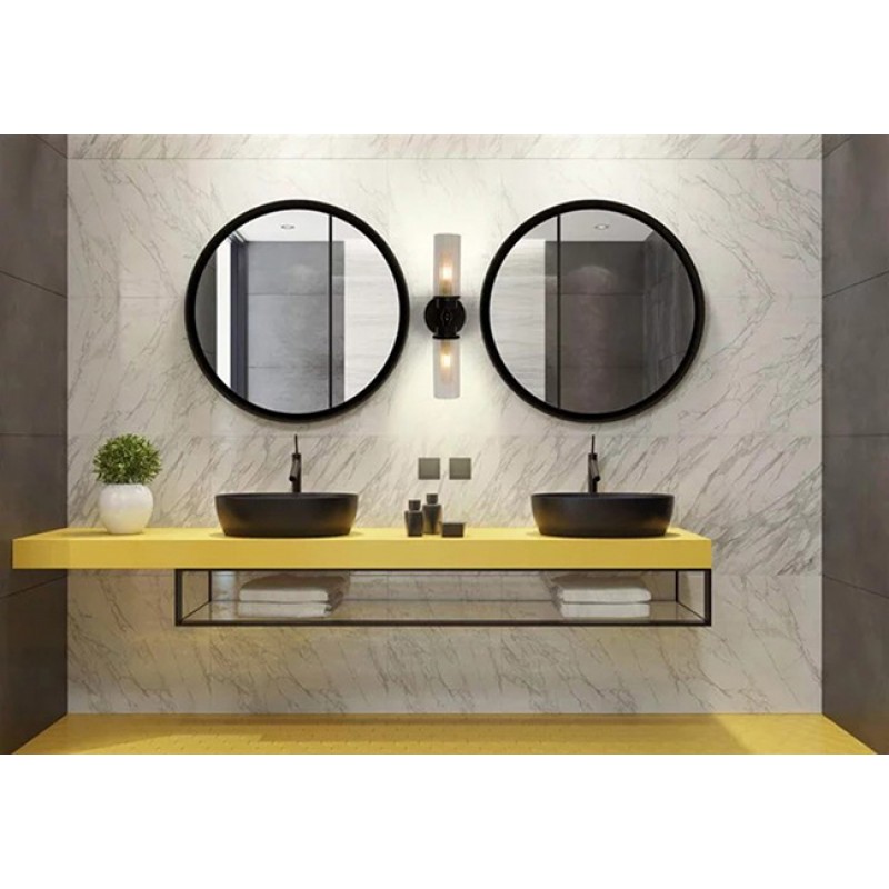 Бра - Searchlight 29982BK Imperial 2Lt Wall Light, Matt Black Metal & Clear Ribbed Gla