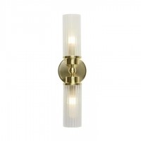 Бра - Searchlight 29982SB Imperial 2Lt Wall Light, Satin Brass Metal & Clear Ribbed Gl