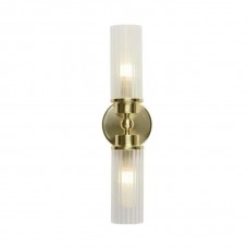Бра - Searchlight 29982SB Imperial 2Lt Wall Light, Satin Brass Metal & Clear Ribbed Gl