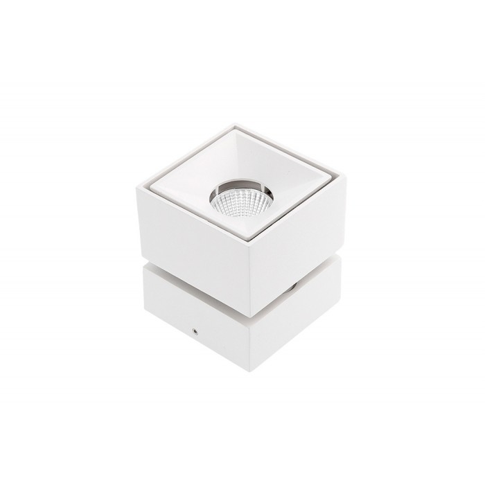 Накладной точечный светодиодный GTV LD-BNC8WKB-NB BIANCO, 8Вт, 4000К, 680Лм, 36°, Ra80/1В, IP20, IK06, регулировка наклона, белый