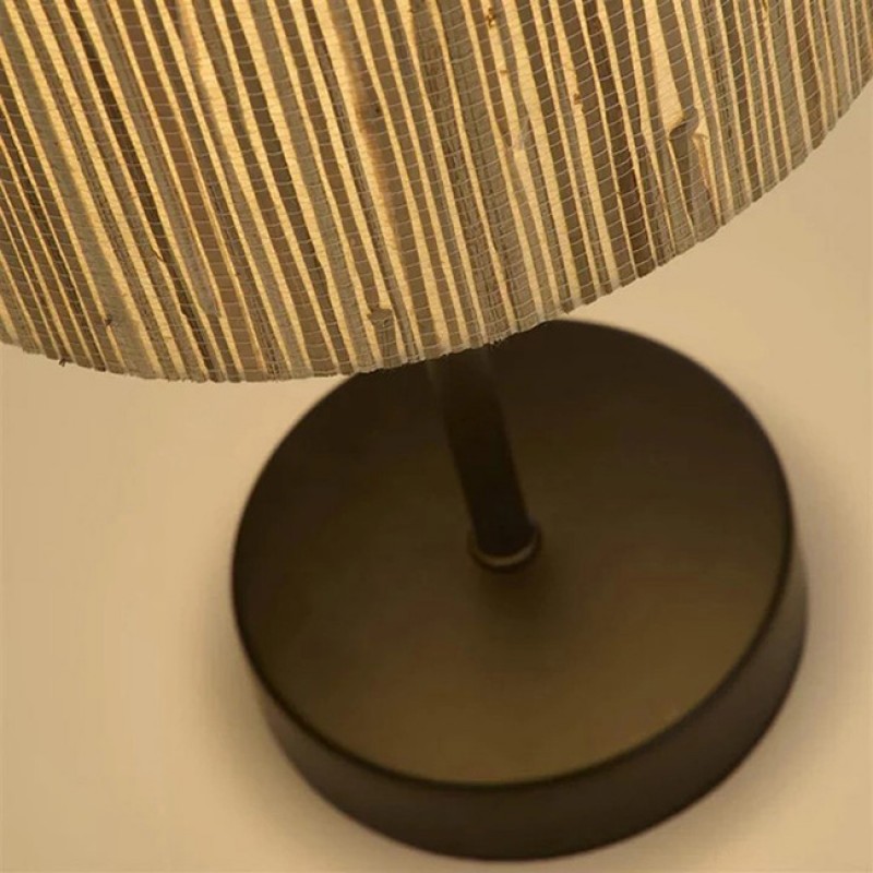 Настольная лампа Searchlight EU49712BK Meadow 1Lt Table Lamp, Natural Grass Shade and Black Metal