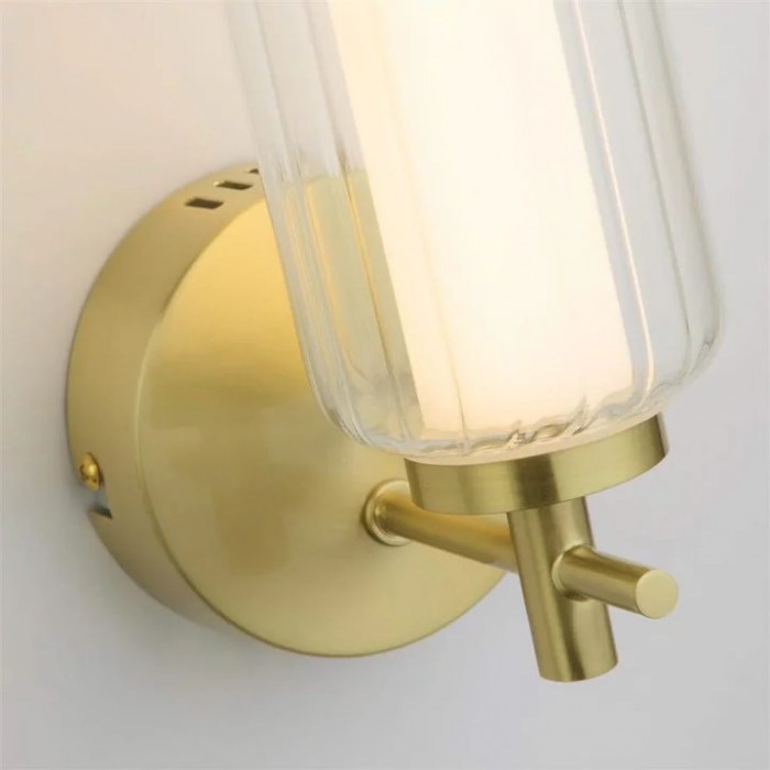 Бра Searchlight 26253SB Mod LED Wall Light, Satin Brass Metal, Opal Acrylic & Clear, 8 Вт, 710 лм, 3000К