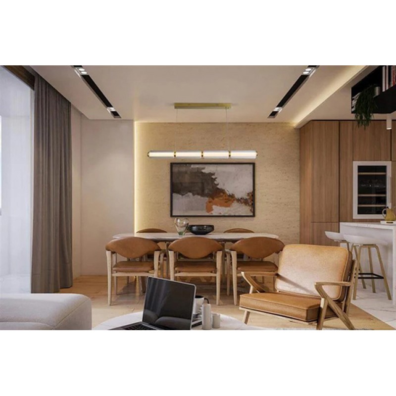 Підвісний світильник Searchlight 26254SB Mod LED Pendant, Satin Brass Metal, Opal Acrylic & Clear Gla, 26 Вт, 2402 лм, 3000К